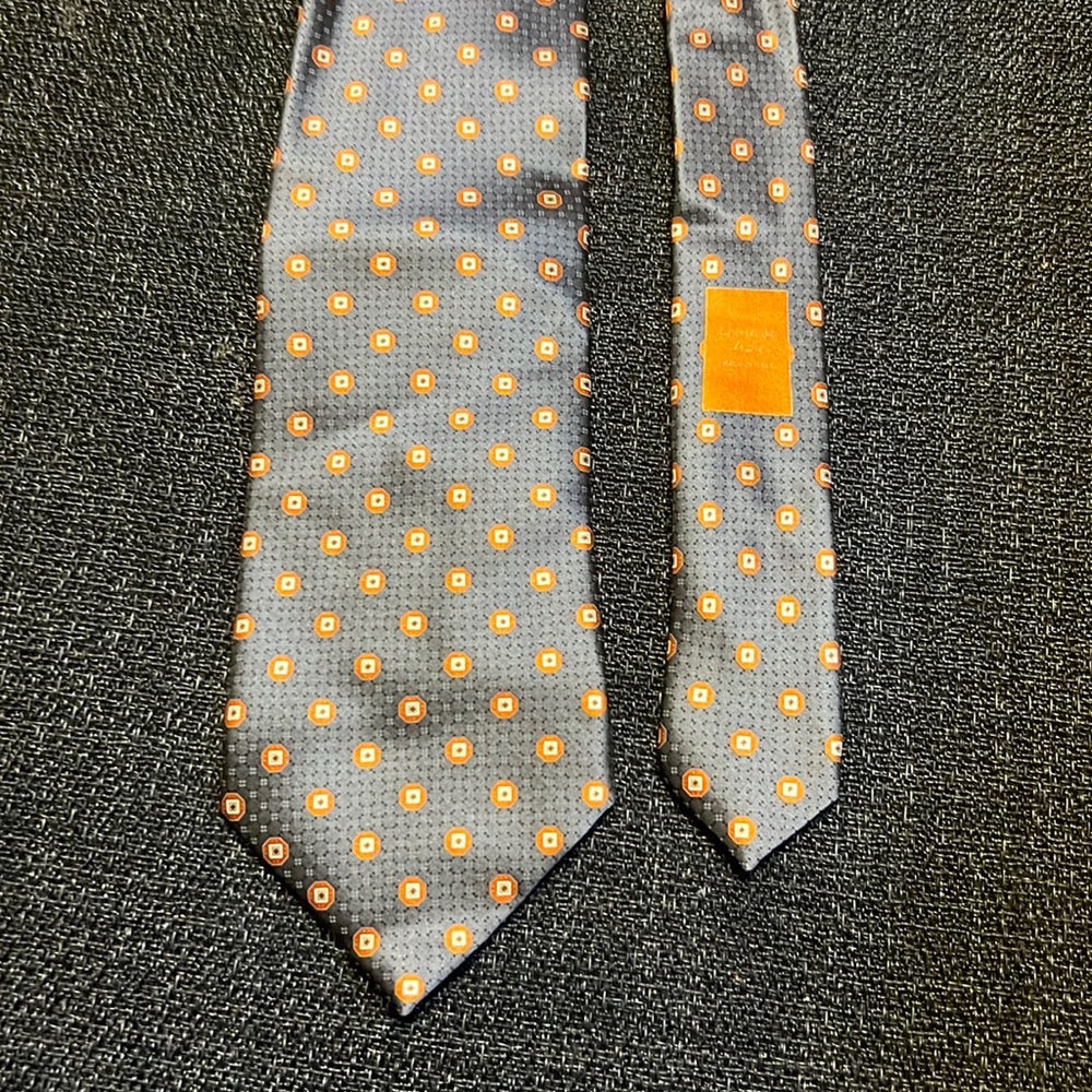 Ermenegildo Zegna Silk Tie in Orange/Charcoal Grey Pattern